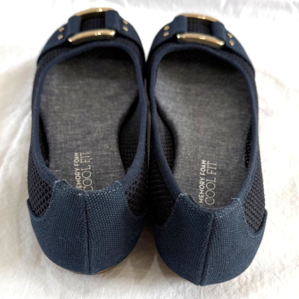 Dr. Scholl's Memory Foam Mesh Ballet Flats Navy Blue Comfort Slip On Casual Sz 9 - Picture 3 of 7